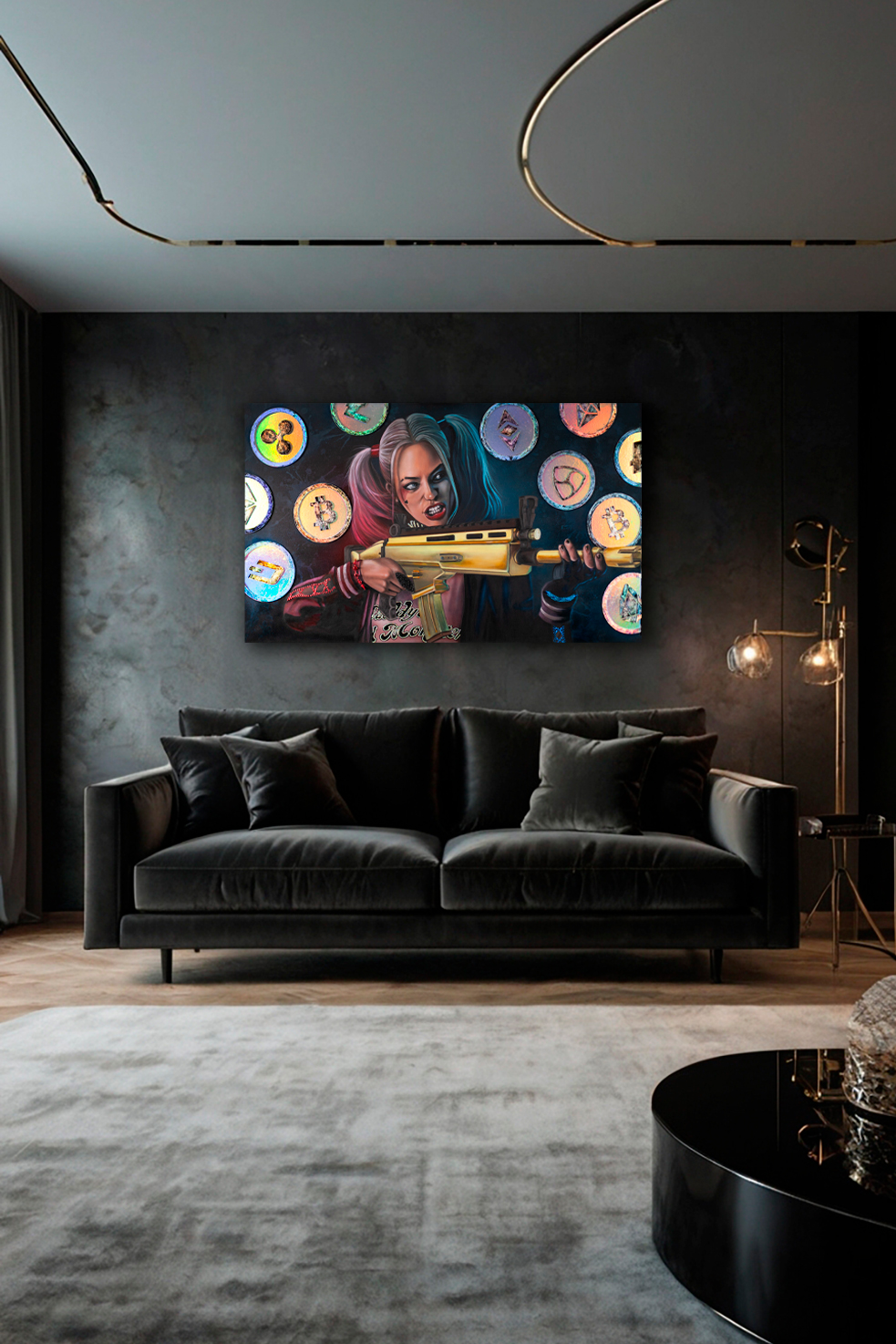 Kino_XL_minimalist_interior_with_black_glossy_wall_li