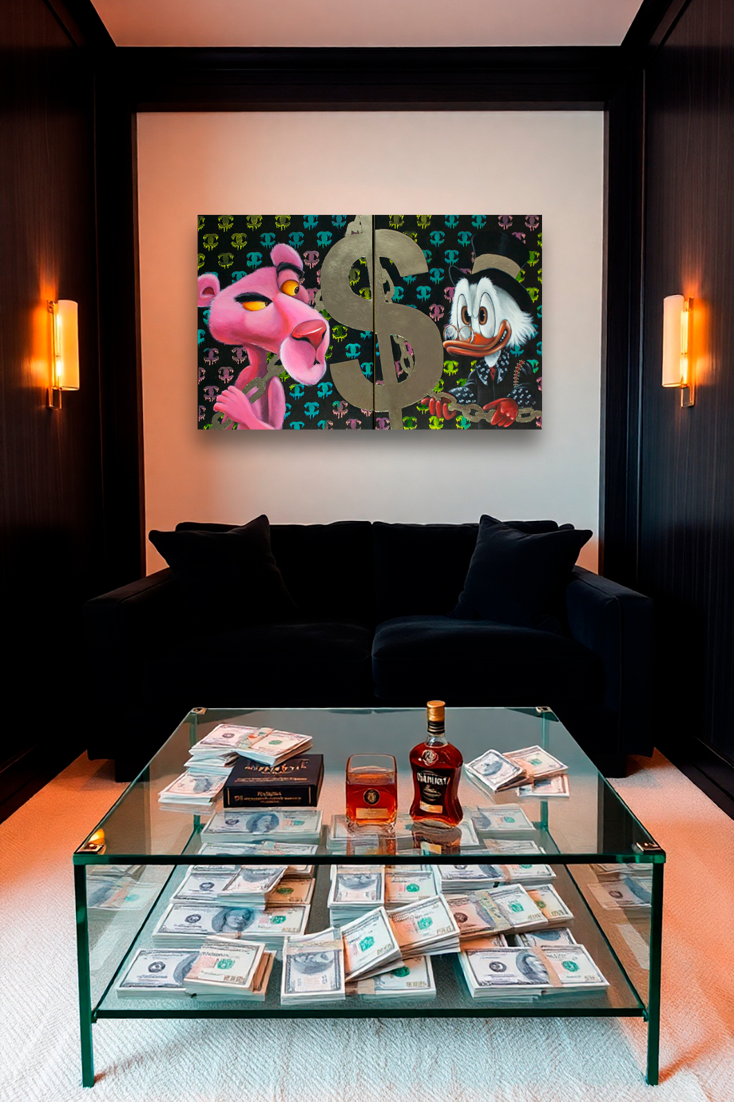 Flux_Schnell_stylish_interior_with_black_wooden_panels_on_the__3